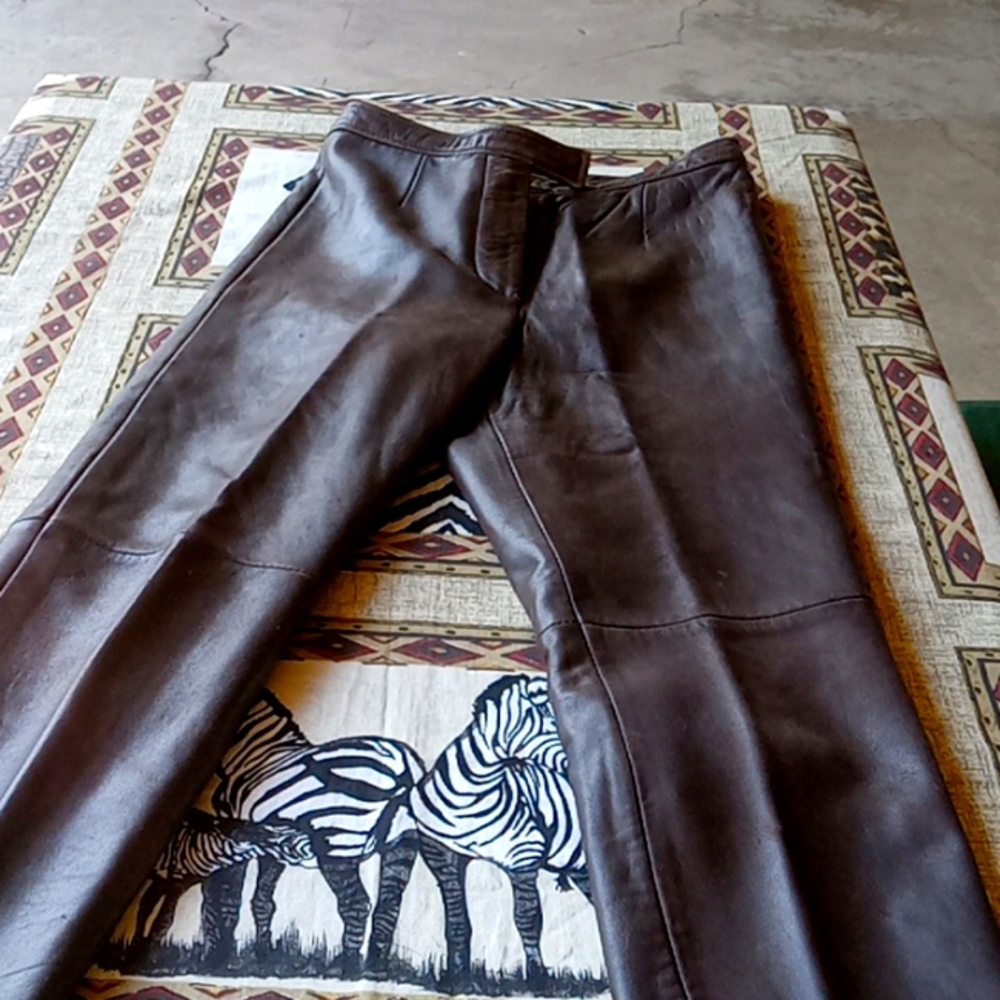 BROWN SIENA STUDIO LEATHER PANTS